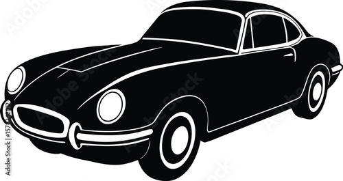 Retro British motoring icon - Air-cooled performance car outline, EPS JPEG PNG