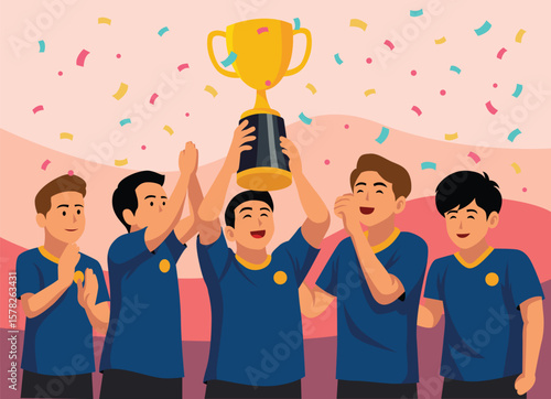 group of people celebrating champion