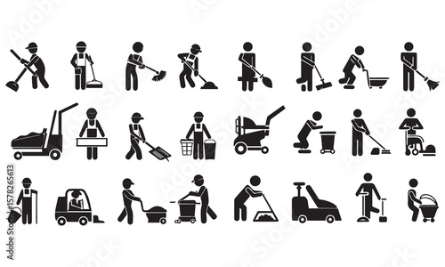 washing, vacuum cleaner, detergent, cleaning tools, equipment, household appliances and more. Editable stroke. Vector illustration.
