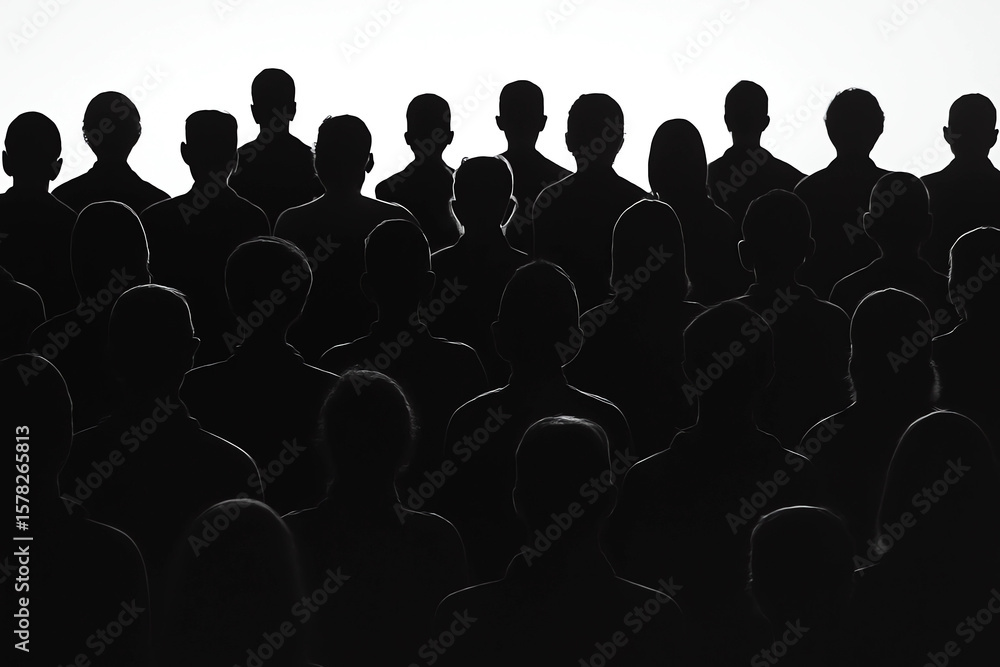 Obraz premium crowd of people silhouettes. human population concept