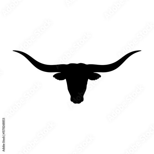 Longhorn bull head silhouette icon vector flat illustration on white background.