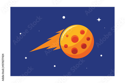 Stylized Meteor And Cratered Moon Background