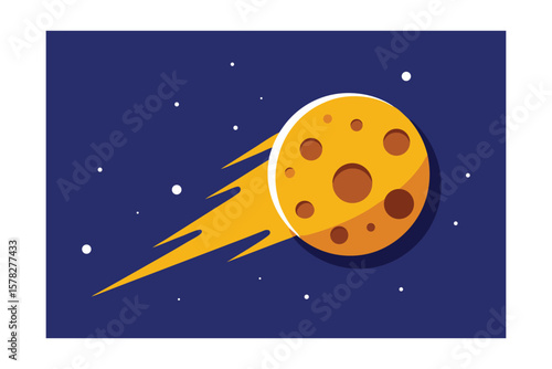Stylized Meteor And Cratered Moon Background