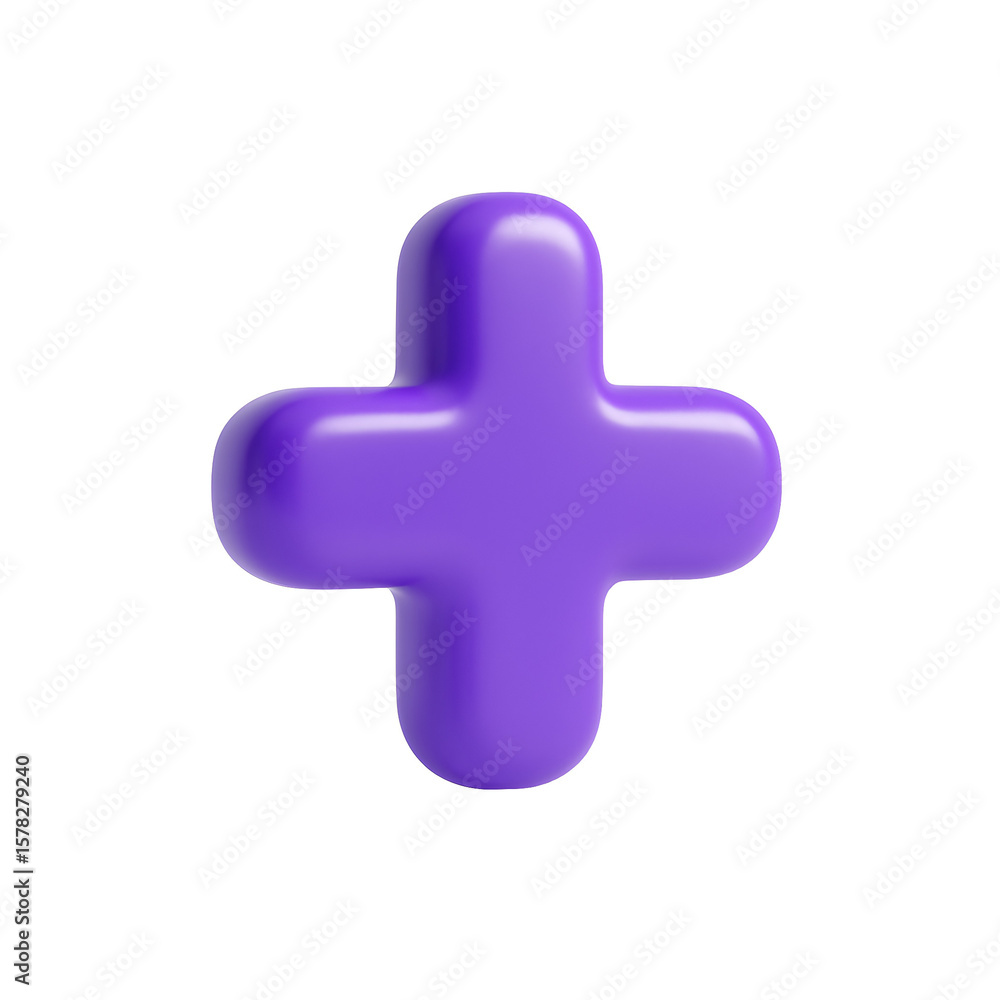 Vibrant 3D Purple Plus Sign for Addition and Creation Vibrant 3D Purple Plus Sign for Addition and Creation