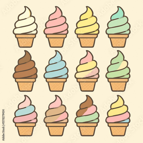 Colorful Ice Cream Cone Collection – Fun & Cute Dessert Icons
