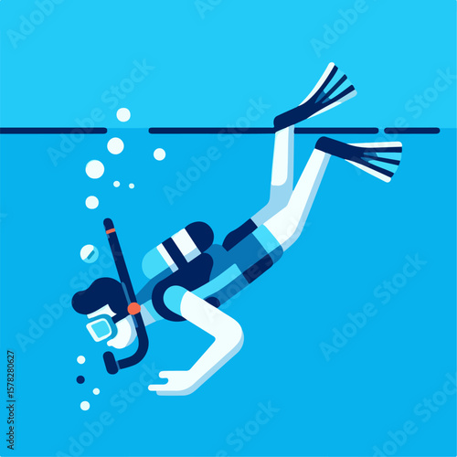 vector illustration of a person snorkeling