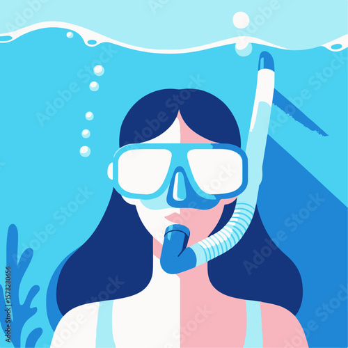 vector illustration of a person snorkeling