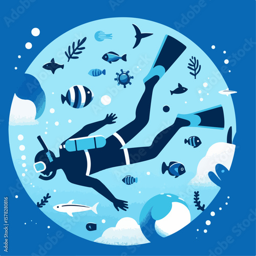 vector illustration of snorkeling logo
