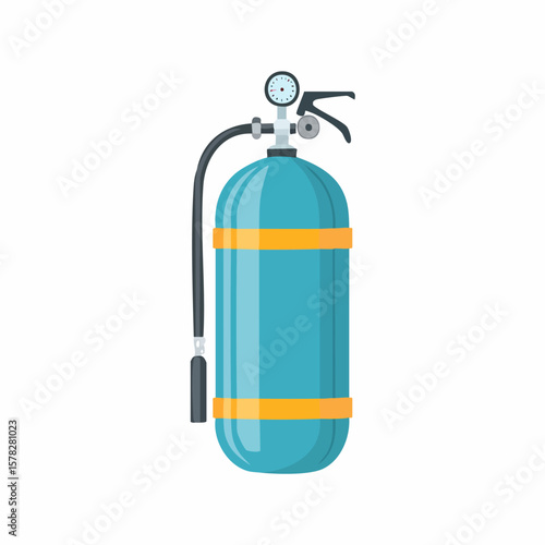 Detailed Illustration of a Scuba Diving Tank with Gauge and Hose