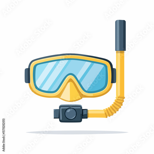 Yellow and Blue Snorkel Mask and Tube for Underwater Exploration
