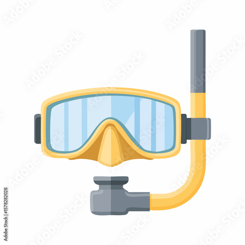 Yellow and Blue Snorkel Mask and Tube for Underwater Exploration