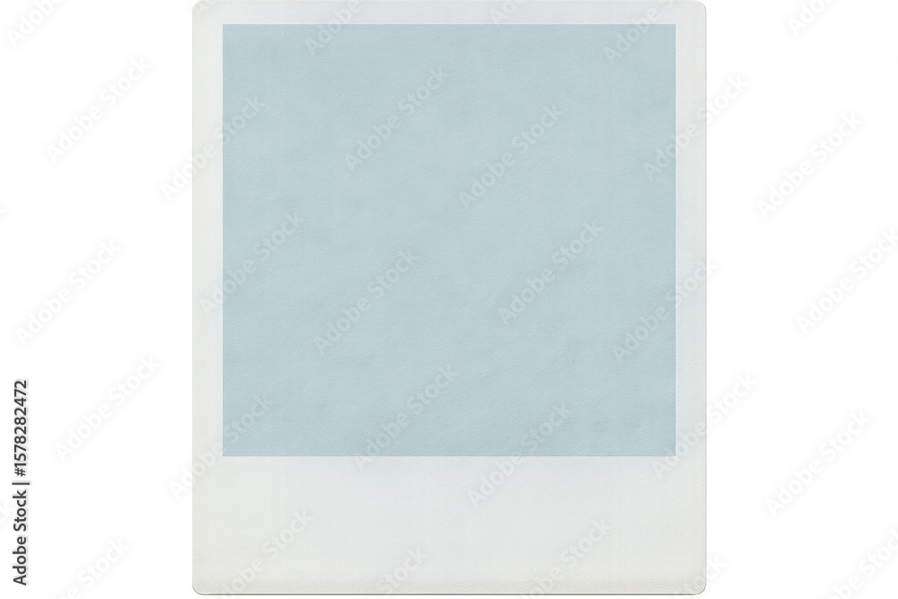 Fototapeta premium Classic blank instant photo with light blue area and white frame, isolated on transparent background