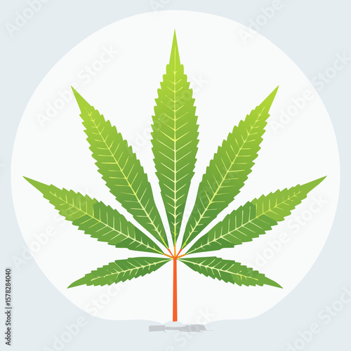 Detailed Vector Illustration of a Cannabis Leaf with Vibrant Green Hues