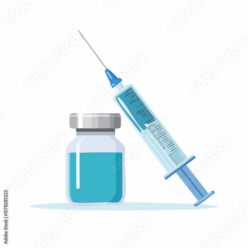 Medical Syringe and Vial Depicting Vaccination and Healthcare Concepts