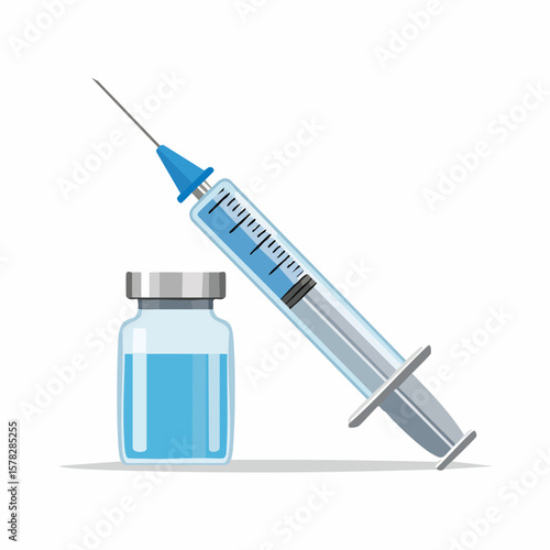 Medical Syringe and Vial Depicting Vaccination and Healthcare Concepts