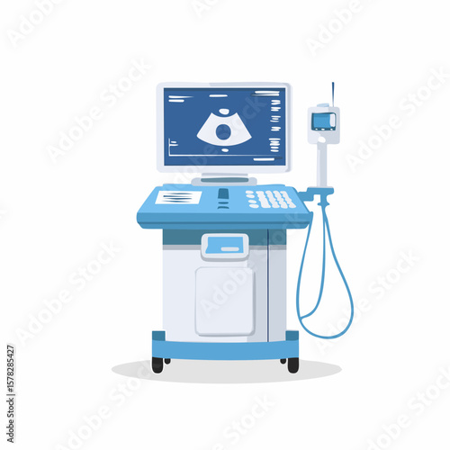 Detailed Illustration of a Modern Ultrasound Diagnostic Medical Device