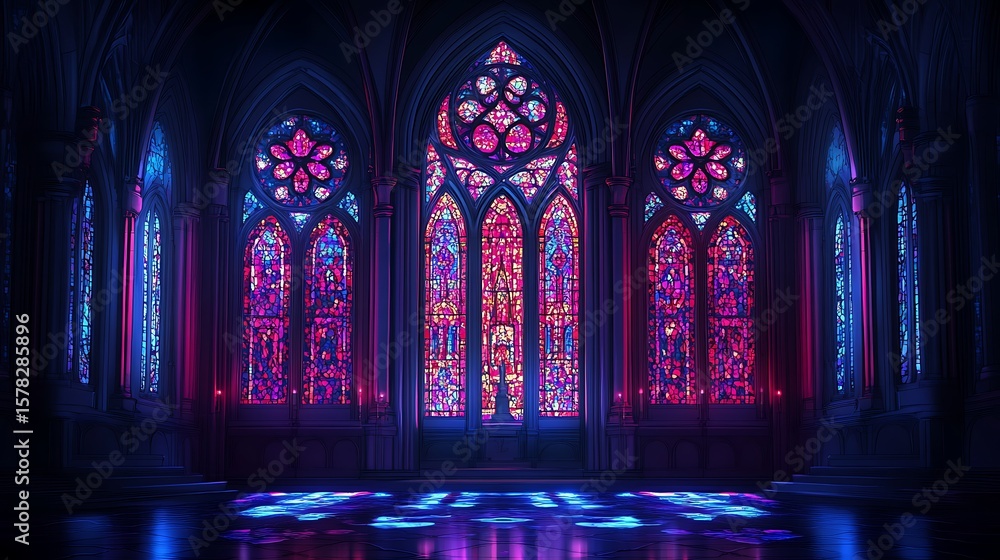 Obraz premium Gothic stained glass interior building