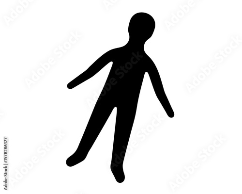 Abstract black silhouette of a person on a white background seemingly falling