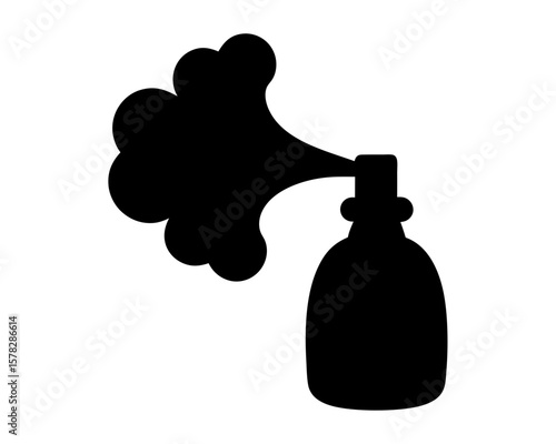 Aerosol Spray Can Silhouette with Dispensing Gas Cloud in Vector Format