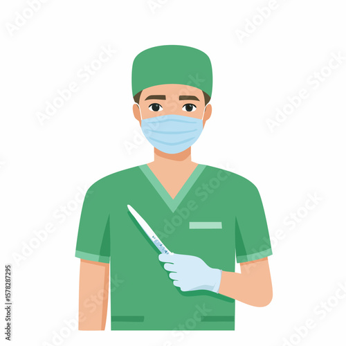 Medical Professional in Scrubs Holding Syringe, Ready for Injection.