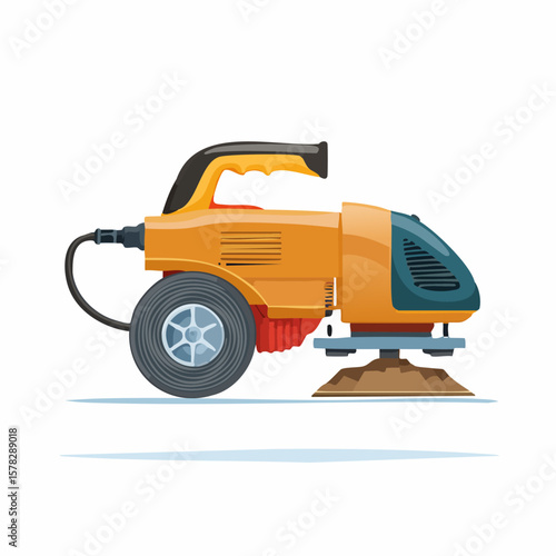 Detailed Illustration of a Professional Floor Polishing Machine with Handle