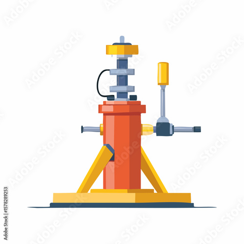 Detailed Illustration of a Hydraulic Jack with Supporting Structure.