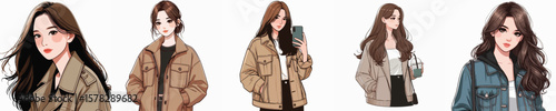 VECTOR IMAGE OF YOUNG WOMAN WEARING JACKET ON WHITE BACKGROUND