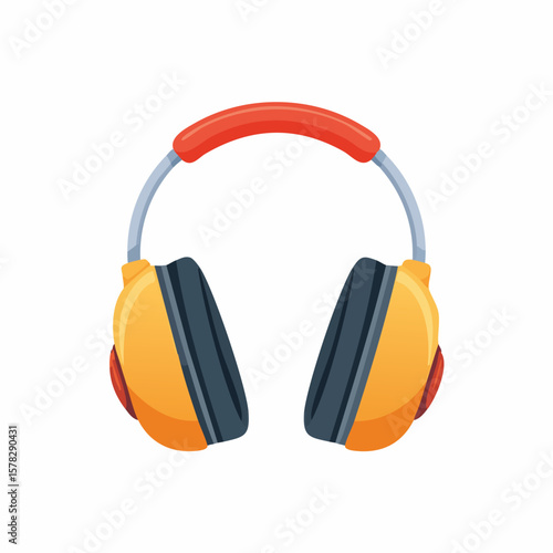 Bright Yellow Protective Earmuffs with Red Headband for Noise Reduction
