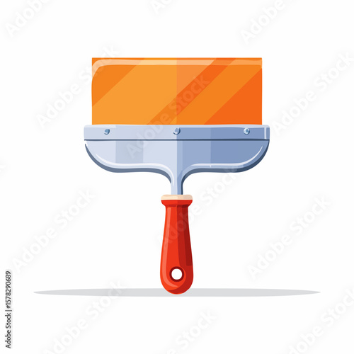 Vibrant Orange and Red Paint Scraper Tool with Detailed Design