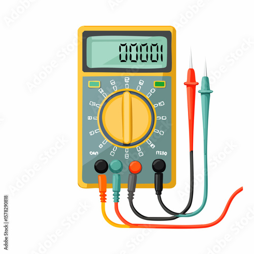 Digital Multimeter with Probes Displaying Zero, Electrical Measurement Tool.