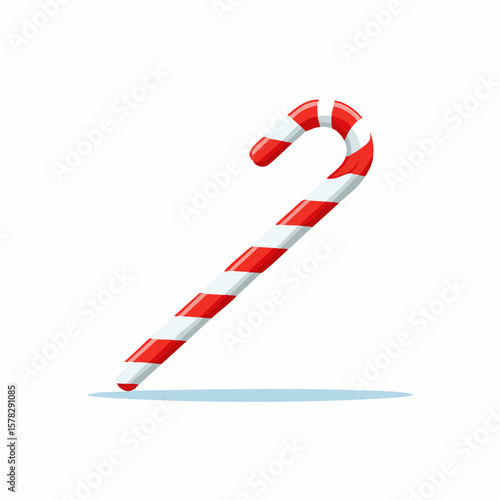Festive Red and White Striped Candy Cane with Shadow Detail