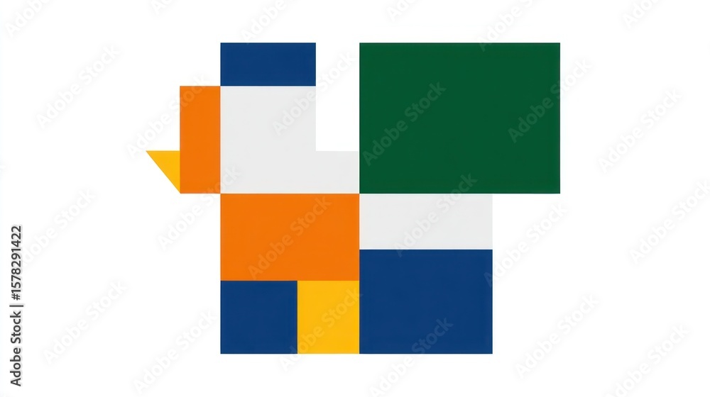 Abstract geometric shape composed of squares in various colors Abstract geometric shape composed of squares in various colors