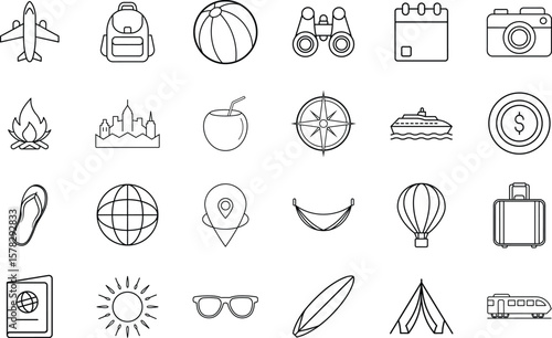 Travel Essentials Line Icons – Vector Set for Designers