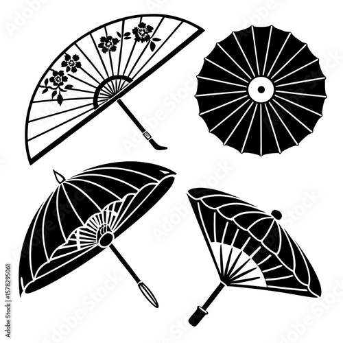 Japanese fans and umbrellas with floral motifs folding umbrella traditional