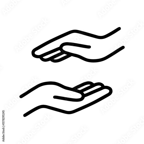 Two hands icon symbolizing giving and receiving support, outline icon
