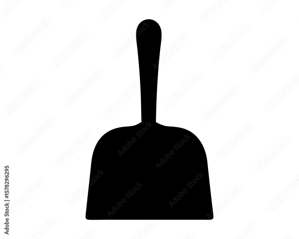 Obraz premium Silhouette of a black dustpan on a white background, simple cleaning tool