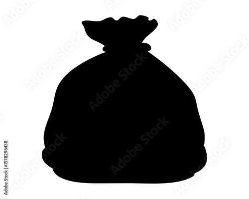 Mysterious black bag silhouette against a white background, closed tightly