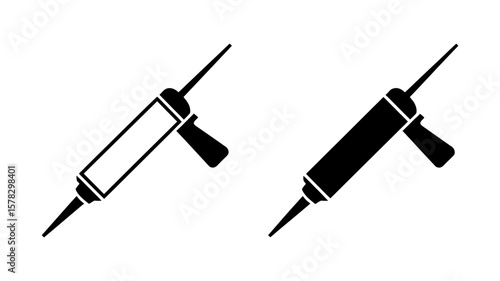 Vector art of two caulk gun icons isolated on white background, representing construction, repair, and home improvement tools