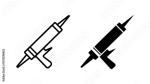 Vector art of a simple black and white illustration of a caulk gun, a tool used for applying sealant, isolated on white background