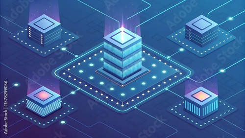 isometric view of a modern city