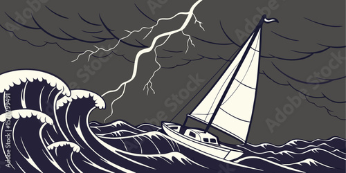 vector illustration of a sailing ship
