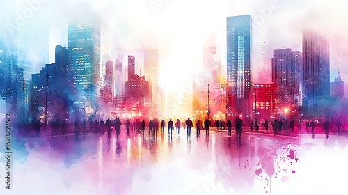 Colorful cityscape night scene