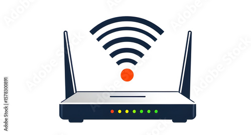 Signal strength icon, Wireless network vector, Modem router icon, Wi-Fi signal symbol, Connectivity icon, Router flat design, Wireless gateway vector, Broadband device icon, Router with lights, Intern