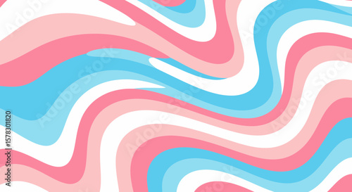 Wavy transgender pride flag design in pink, white, and blue