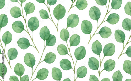Eucalyptus leaves pattern watercolor style