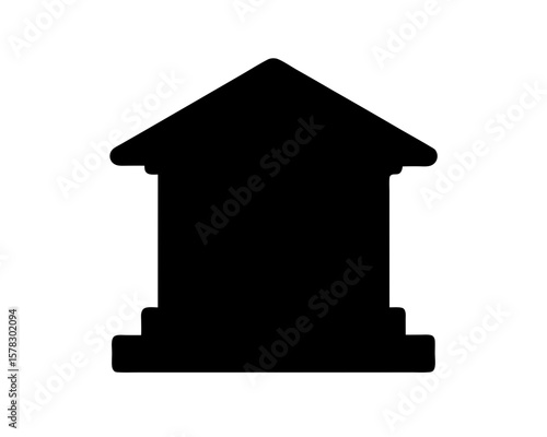 A simple silhouette of a generic building resembling a governmental or bank establishment