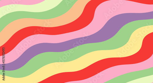Wavy colorful stripes create a cheerful and vibrant abstract background