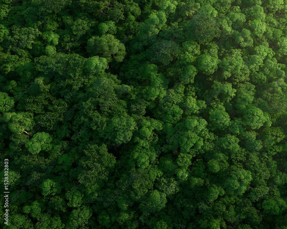 Naklejka premium Lush green forest from above view