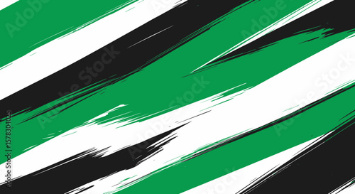 Abstract stripes in green, white, and black create a modern background