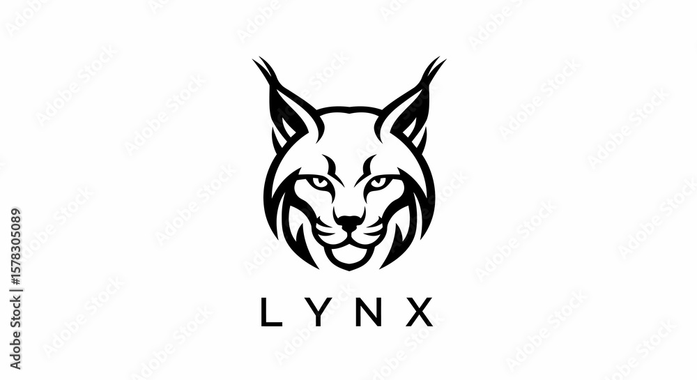 Obraz premium Bold Black and White Lynx Head Logo Design